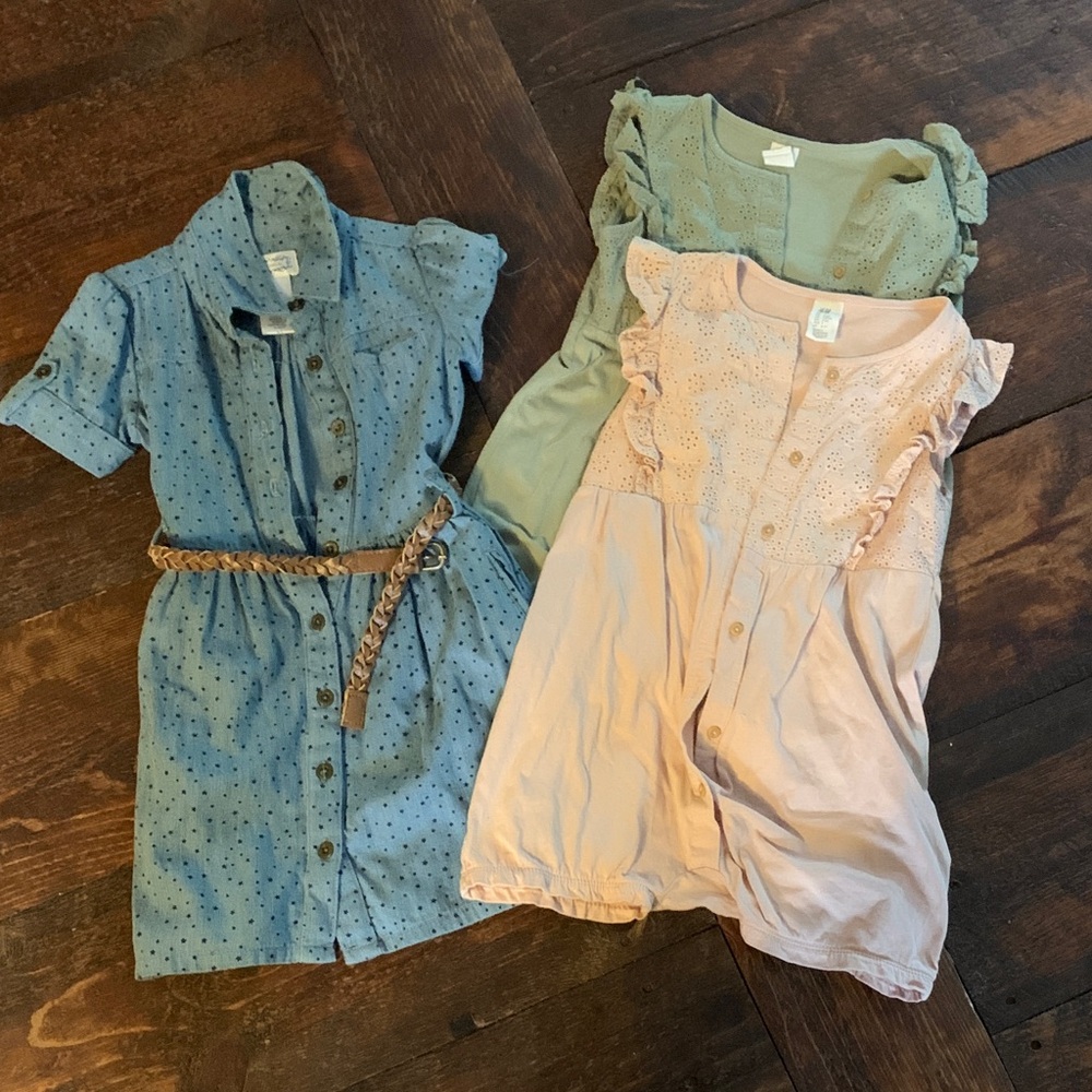 Stylish Kids Dress and romper Set - Blue, Green, Pink